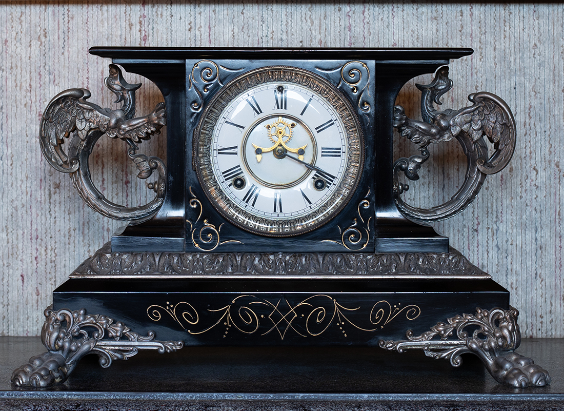 Black silver clock front